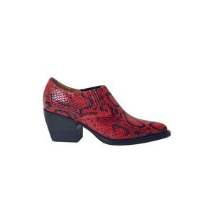 Chloé Rylee Snake-Effect Ankle Boots in Red Leather